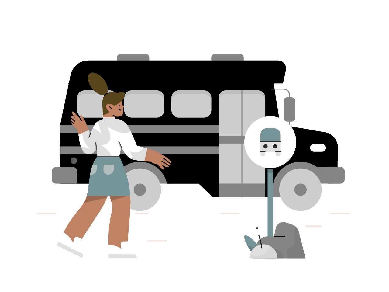 person using a charter bus service
